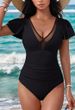 New V-neck Sexy Back Cross Tie One-piece Swimsuit TK278 For_desvips.com