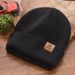 Children's Autumn Winter 2024 New Style Big Kids Color Block Patch Simple Versatile Round Neck Knitted Wool Hat_desvips.com