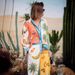 Women's Clothing fashion personality printed linen color matching holiday leisure tether suit_desvips.com