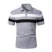 2024 Summer New Foreign Trade Cross-border Short-sleeved Men's Polo Shirt Striped Splicing Casual Clothes Short-sleeved Men's Lapel T_desvips.com