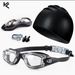 Swimming Caps Swimming Goggles And Swimming Cap Set HD Anti Fog Electroplating Colorful Professional Silicone Swimming Cap Swimming Goggles Boxed_desvips.com