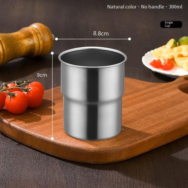 304 Stainless Steel Camping Mug - Single Wall Step Design With Rolled Rim Insulated Coffee & Beer Cup Lightweight & Durable_desvips.com