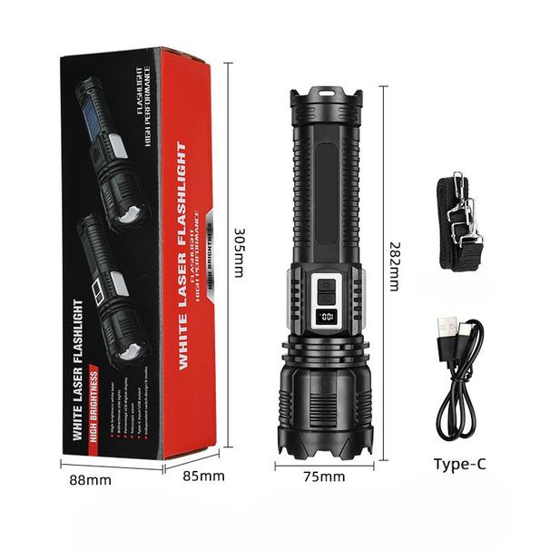Solar-powered With COB Side Warning Long-lasting Battery Life, Strong Retractable Zoom, Repair Light, Work Flashlight_desvips.com