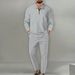 2025 Men's New Waffle Texture Solid Color Zipper Long Sleeve Sports Pants Two-Piece Set_desvips.com