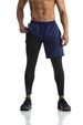 Men's 2-In-1 Compression Tights - Quick-Dry & Stretch For Running & Gym (European Fit High Waist Black/Blue)_desvips.com