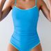 One-Piece Suits Women's One Piece Swimsuit Tummy Control Slim Swimsuit Color Matching Spaghetti Straps 1 Piece Swimsuit_desvips.com