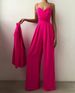 Women's jumpsuit cross-border suspender belt waist straight floor-length minimalist jumpsuit spring and summer new product_desvips.com