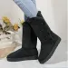 Women Snow Winter Mid-calf Warm Cotton Shoes Fashion Solid Color Button Ladies Brown Long Boots Plus Size 41 240830_desvips.com