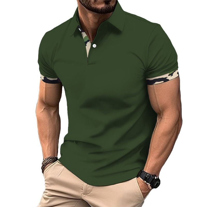 New Golf Short Sleeve Letter Printed Polo Solid Color 3D Graphic Three Button POLO Shirt_desvips.com