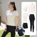 Yoga Clothing Women Summer Sports Wear Fitness Loose Quick-Dry Top With Pocket Running Set For Morning Run_desvips.com