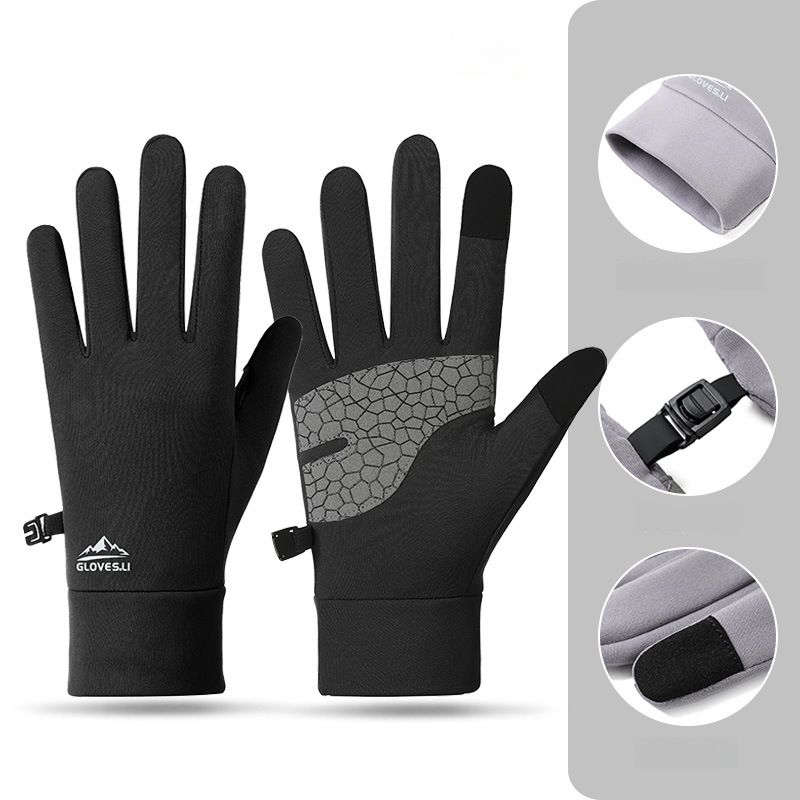 Warm Gloves Outdoor Running Sports Fitness Cycling Fleece-Lined Warm Men And Women Windproof Cold-Proof Touchscreen Full-Finger Gloves_desvips.com