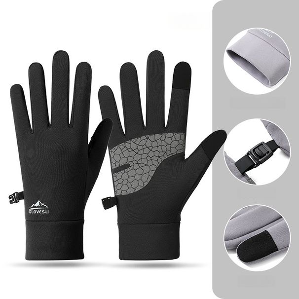 Warm Gloves Outdoor Running Sports Fitness Cycling Fleece-Lined Warm Men And Women Windproof Cold-Proof Touchscreen Full-Finger Gloves_desvips.com