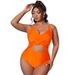Large Size Solid Color Swimsuit Women's Conservative High Waist Tight One-piece Bikini Swimsuit_desvips.com