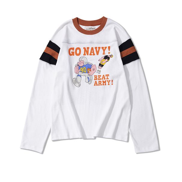 Navy Rugby Shirt Autumn New Ameca Gig Heavyweight Spliced Baseball Athletic Long Sleeve T-shirt 90_desvips.com