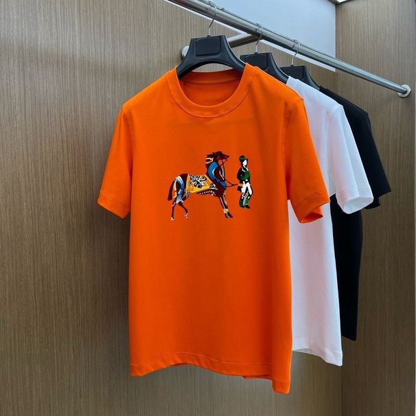 Summer Round Neck Printed Short Unisex T-Shirt New Loose Casual Versatile Pure Cotton Trendy Top Tee Half Sleeve_desvips.com