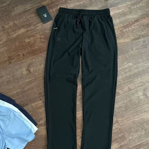 Men's Stylish 2025 New Soft Shell Drawstring Elastic Outdoor Casual Straight Versatile Thin Long Pants_desvips.com