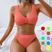 Separate Solid Color Bikini With High Waist Cover_desvips.com