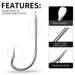 High Carbon Steel Single Flattened Barbed Rock Sea Fishing Lure Long Handle Fish Hook 100pcs/pack_desvips.com