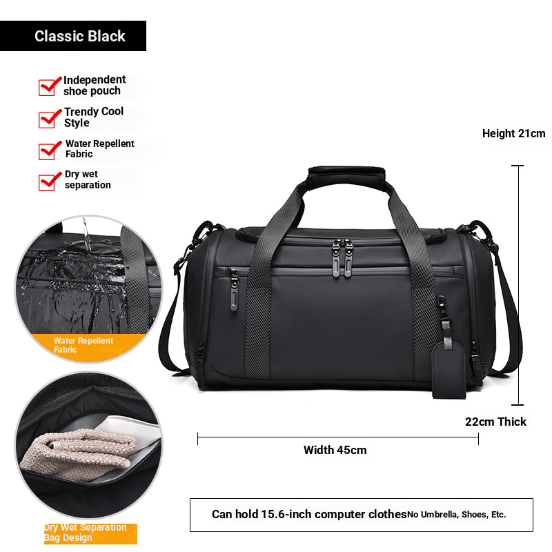 Dry And Wet Separation Shoe Compartment Large Capacity Handbag Travel Luggage Bag Sports Fitness Bag_desvips.com