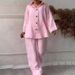 Women's Clothing 2 piece Set Large Size Cotton and Linen Shirt Set High Waist Loose Pants_desvips.com