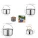Stainless Steel Camping Cookware Set - Portable Outdoor Cooking Pot With Hanging Handle Includes Water Boiler & Frying Pan_desvips.com