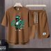 Men's Clothing 2024 Waffle Casual Summer Suit Men's Loose Teen Short sleeved T shirt Shorts Handsome Two piece Suit_desvips.com