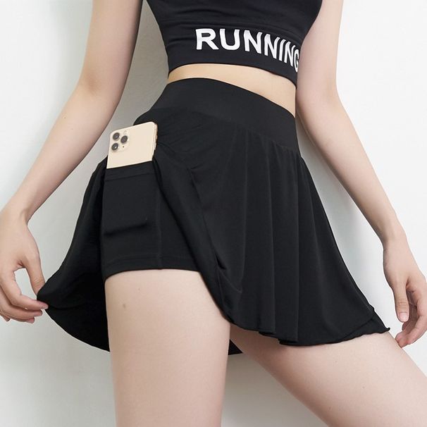 Quick-Dry Sports Short For Women, Double-Layer Anti-Exposure Half Pants, Summer Thin Nylon Shorts, Fitness Running Skirt_desvips.com