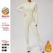 European American Autumn Winter Thin Fleece Long Sleeved Yoga Bodysuit Zipper Fitness Sports Bodybuilding Suit 8445_desvips.com