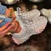 Womens Silver Rhinestone Chunky Sneakers Spiked Sole For Party Street Style Wear_desvips.com