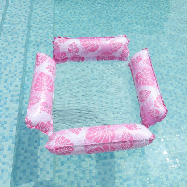 4-Tube Leaf Pattern Inflatable Hammock - Foldable Floating Bed For Adults With Mesh Support (Heavy-Duty PVC Pool/Lake/Beach Use)_desvips.com
