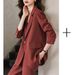 Women's Clothing Red simple fashion suit suit women's suit jacket high waist straight fashion_desvips.com