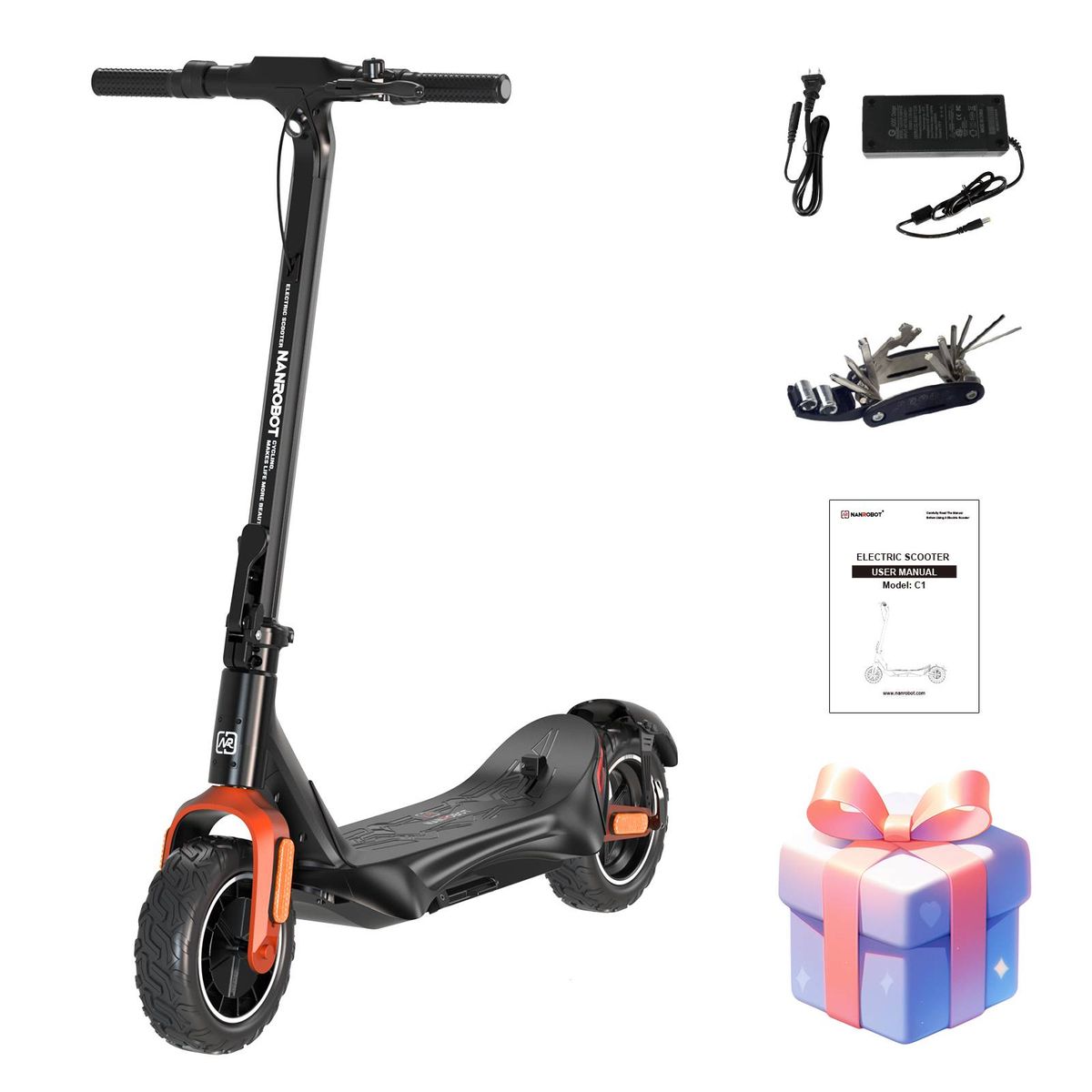 NANROBOT C1 "48V 10.4Ah 500W" Electric Bicycle For Adults BLACK_desvips.com