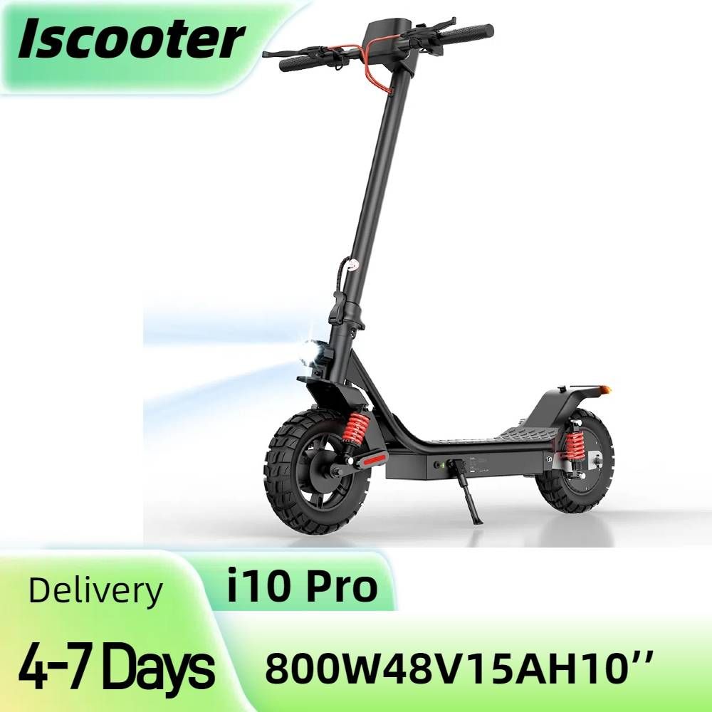 ISCOOTER I10 Pro 10" Folding Commuter Electric Scooter 800W Motor 48V 15Ah Battery_desvips.com