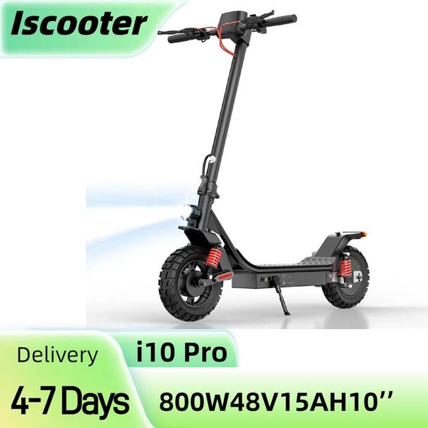 ISCOOTER I10 Pro 10" Folding Commuter Electric Scooter 800W Motor 48V 15Ah Battery_desvips.com