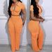 Women's new spring and summer new fashion zipper tops multi-pocket trousers casual solid color suits_desvips.com
