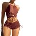 One-Piece Suits New Solid Color Sling Bikini Halter Neck Bikini Split Swimsuit_desvips.com