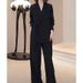 Women's Clothing High grade sun proof suit in summer chiffon splicing two piece jacket, high waist wide leg trousers, two piece suit_desvips.com