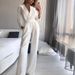 Women's long skirt jumpsuit slanted placket mid-waist temperament commuting jumpsuit_desvips.com