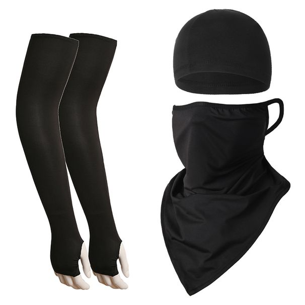 Extended Thumb-Exposing Sleeves Summer Outdoor Cycling Ice Silk Cap Sports Sun Protection Ear-Hanging Triangle Scarf_desvips.com