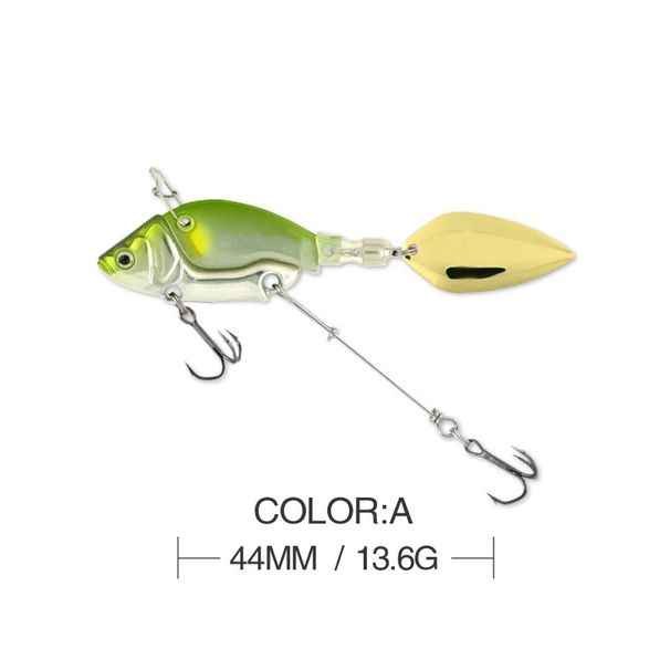 1pcs Sinking Full-Water-Column VIB Lure Spinning Metal Spinner Hook 4.4cm/13.6g Crankbait Wobbler With Feather Hook_desvips.com