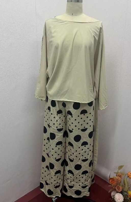 Women's Clothing summer new fashion oblique collar one shoulder high waist casual printed pants suit for women_desvips.com