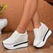 Breathable Hollow Out Thick Bottom Sneakers Women 2026 Autumn Chunky Platform High Heel Casual On Non Slip Shoes_desvips.com