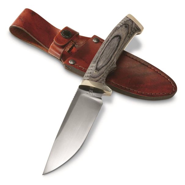 Old Timer Heritage Series 169OT 10.25-inch Fixed Blade Knife With Stainless Steel Drop Point Blade, Laminate Wood Handle, Full Tang Design, And Leathe_desvips.com