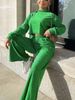 Women's Clothing casual fashion long sleeved hooded sweatshirt wide leg pants two piece set_desvips.com