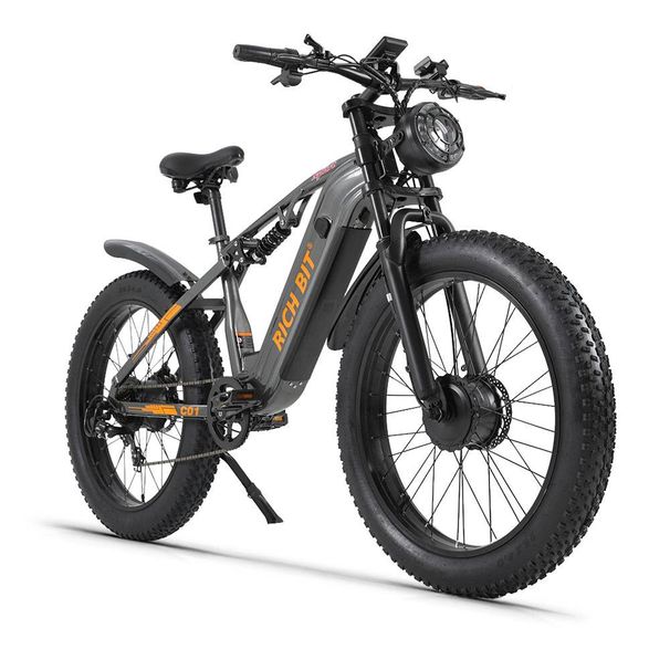RICH BIT C01 Electric Mountain Bike, 48V 20AH Battery, Full Suspension, Shimano 7-Speed_desvips.com