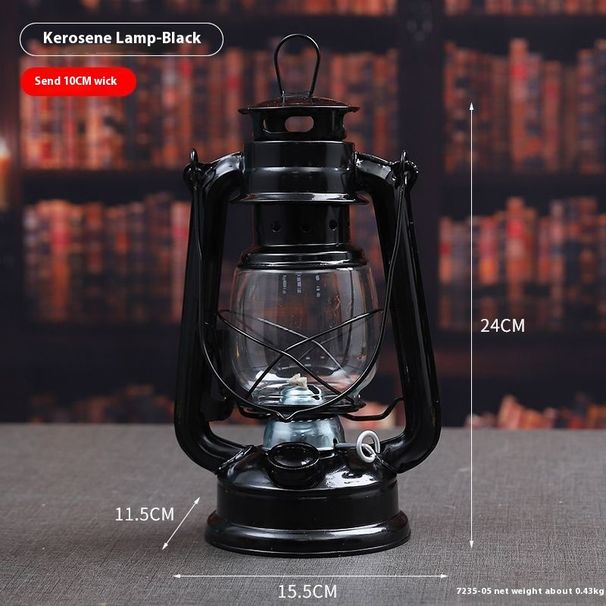 Portable Lantern Glass Kerosene For Home Bedroom Camping Hanging Iron Art Retro Decorative Lamp Prop_desvips.com