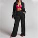 Women's Clothing Elegant Solid Color Split Sleeve Lapel Suit Pocket Straight Pants Suit_desvips.com