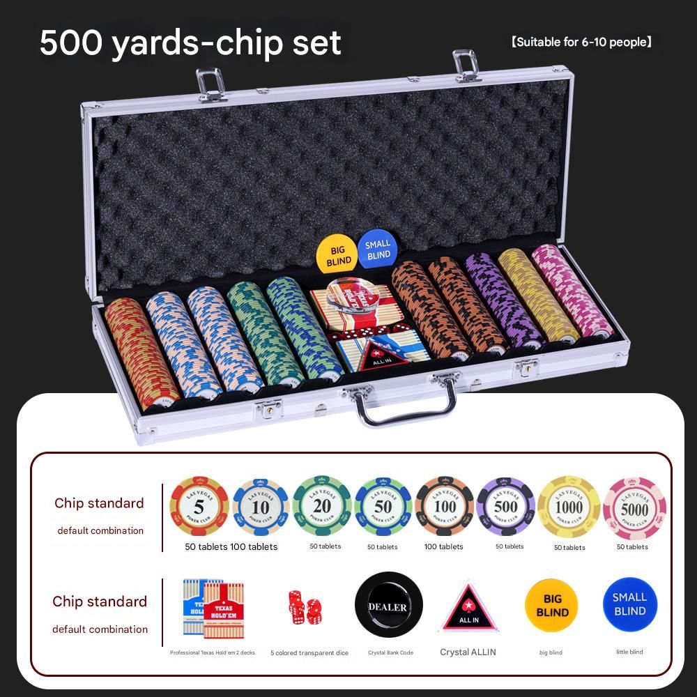 Clay Poker Chips Set 500PCS - Matte Non-Slip Casino Chips With Lockable Storage Case For Home Game Nights_desvips.com