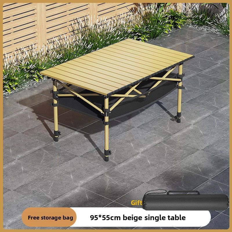 Outdoor Supplies Folding And Chair Home Portable Ultra-light Aluminum Alloy Non-liftable Picnic Barbecue Egg Roll Table_desvips.com