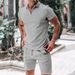 Summer Men's Polo Casual Loose Short Sleeve Shorts Sports Set_desvips.com